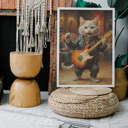 Whiskered Rock Star - Oil Painting Print