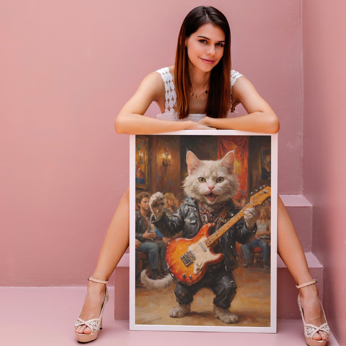 Whiskered Rock Star - Oil Painting Print