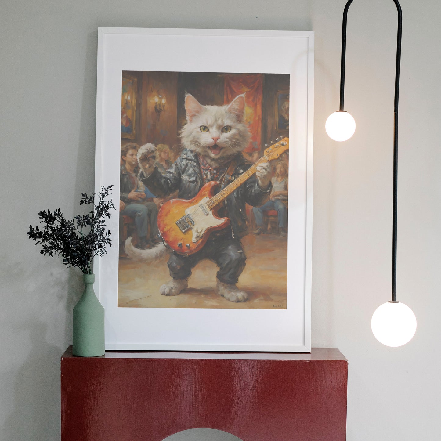 Whiskered Rock Star - Oil Painting Print