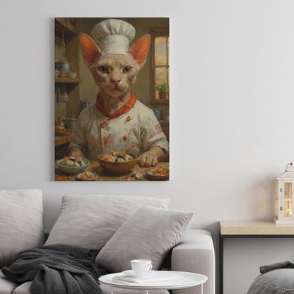 Culinary Cat Mastery - Oil Painting Print