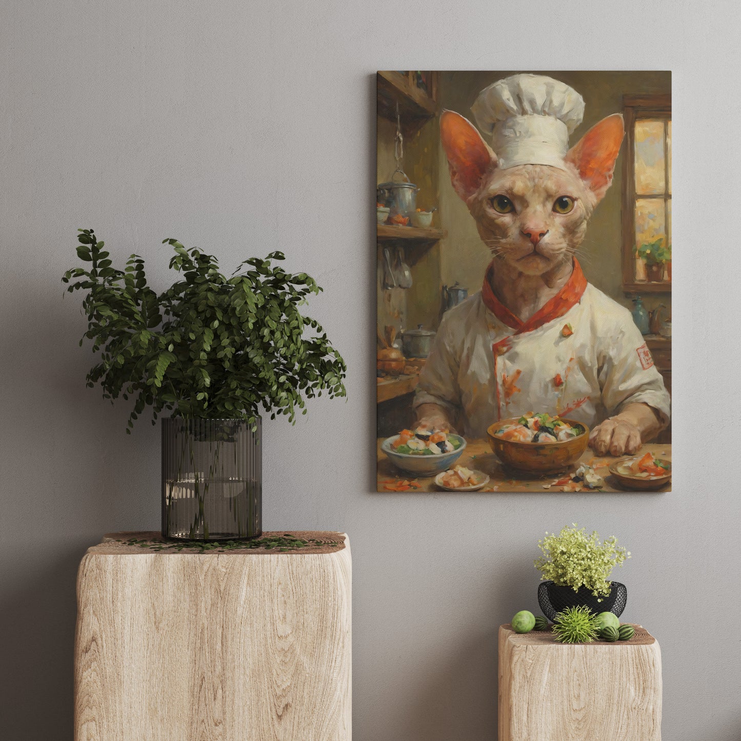 Culinary Cat Mastery - Oil Painting Print