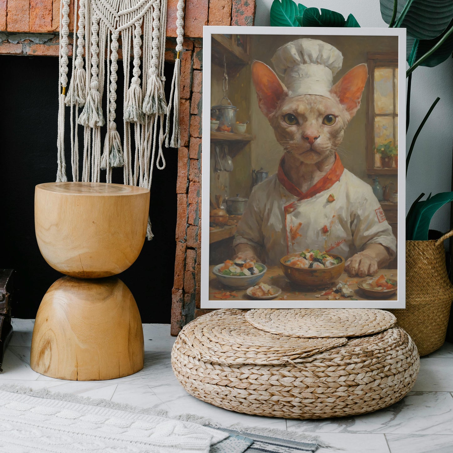 Culinary Cat Mastery - Oil Painting Print