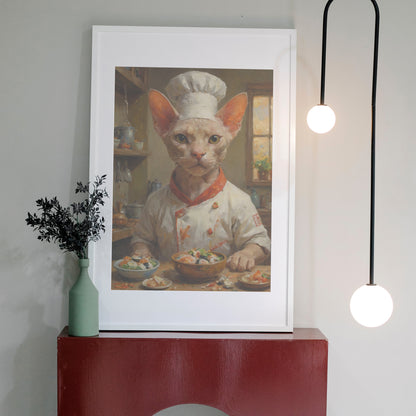 Culinary Cat Mastery - Oil Painting Print