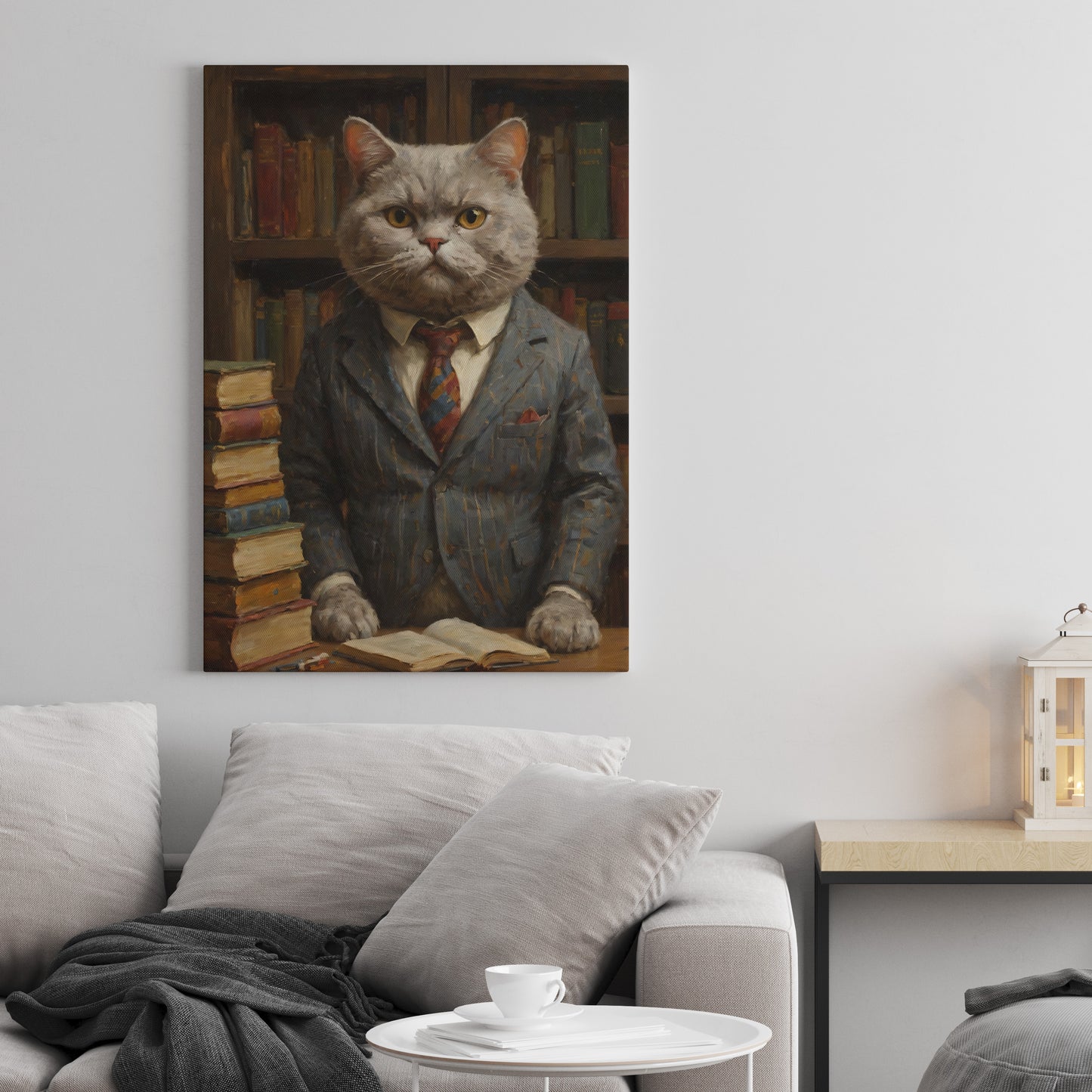 Cat Scholar's Wisdom - Oil Painting Print