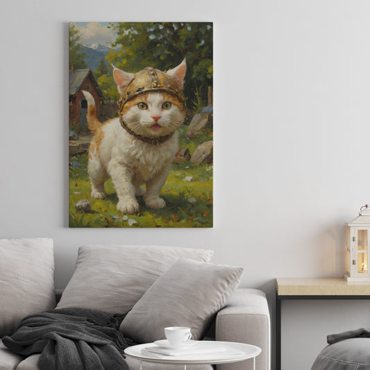 Viking Kitten Quest - Oil Painting Print