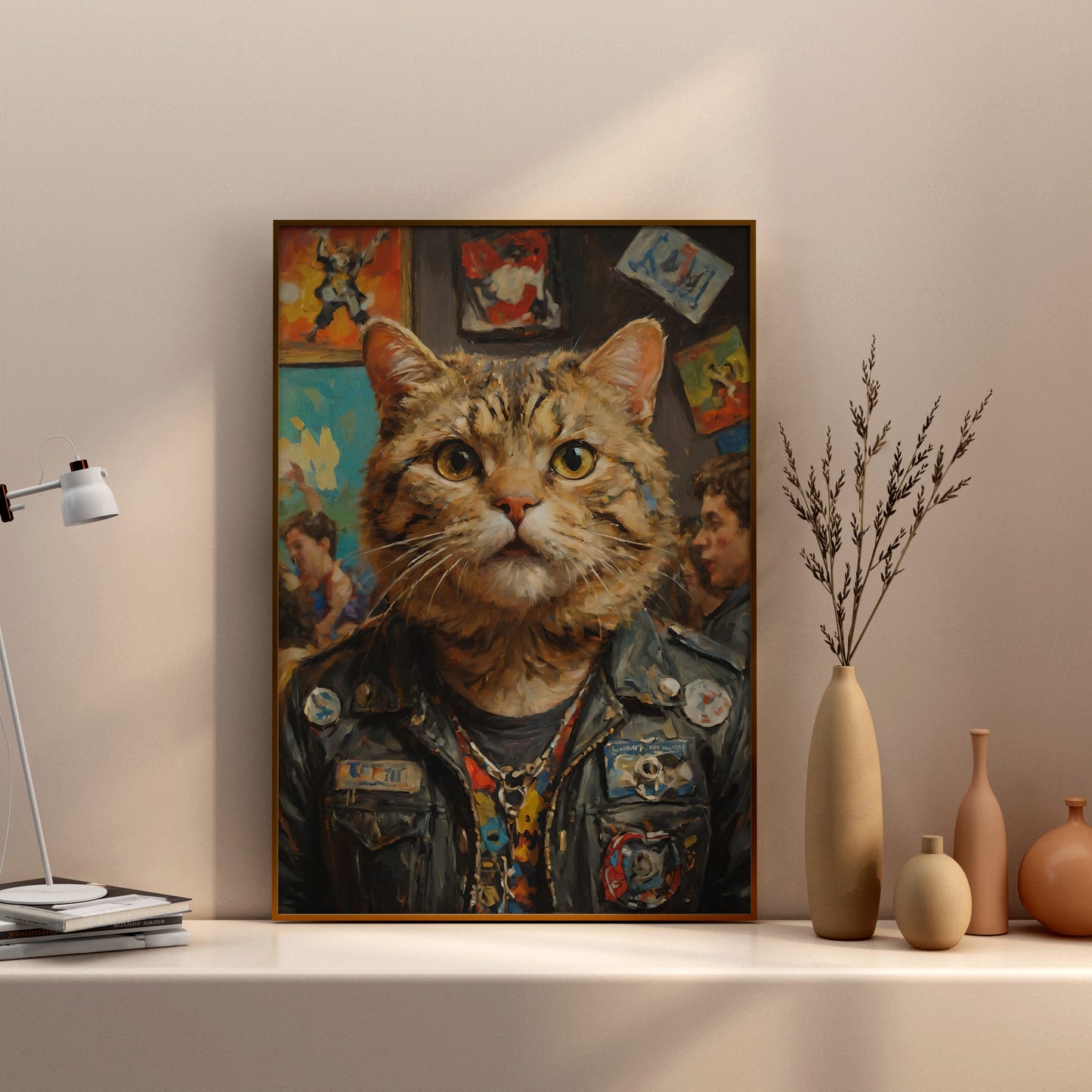 Rebel Feline Portrait - Oil Painting Print