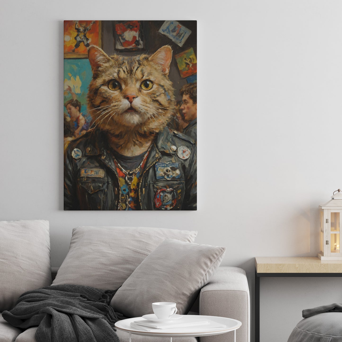 Rebel Feline Portrait - Oil Painting Print