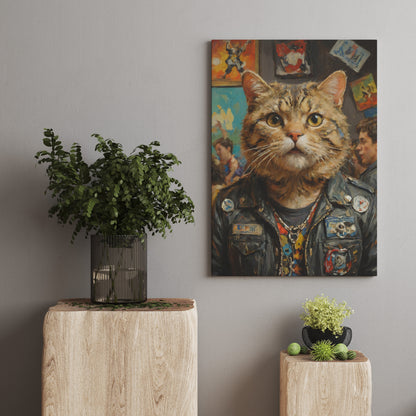 Rebel Feline Portrait - Oil Painting Print