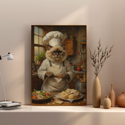 Chef's Feline Feast - Oil Painting Print