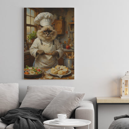 Chef's Feline Feast - Oil Painting Print