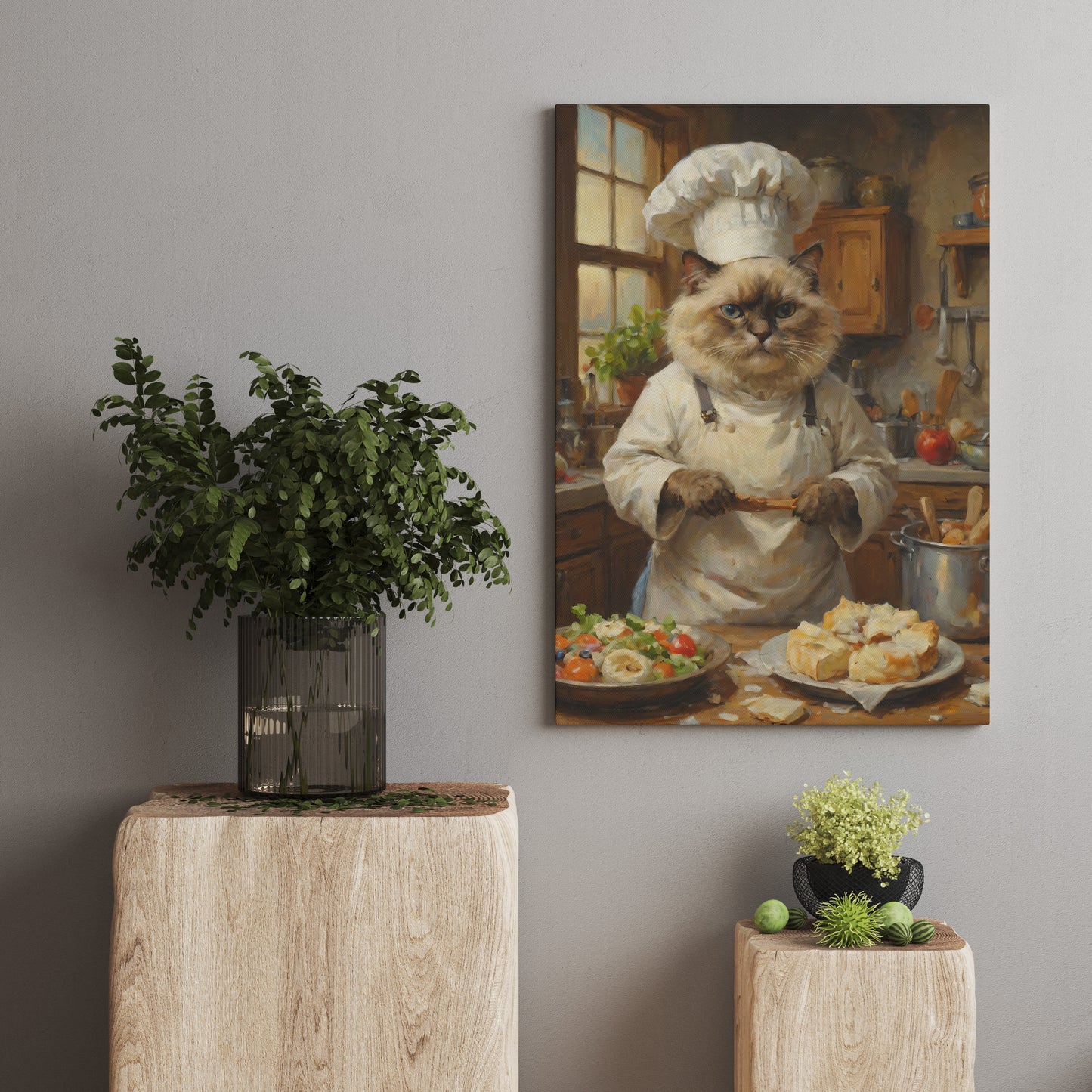 Chef's Feline Feast - Oil Painting Print