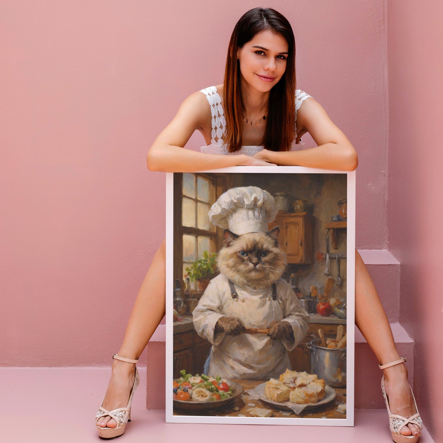 Chef's Feline Feast - Oil Painting Print