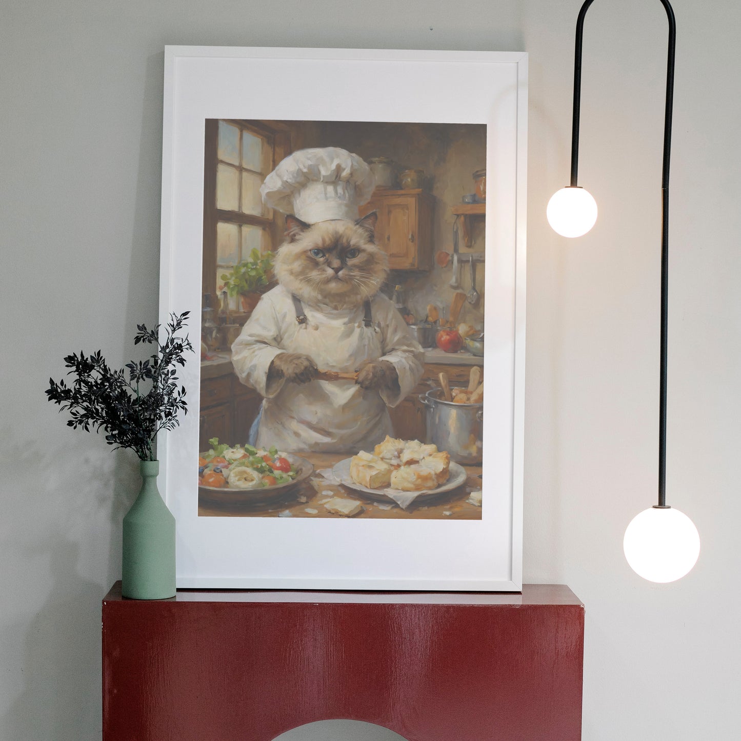 Chef's Feline Feast - Oil Painting Print