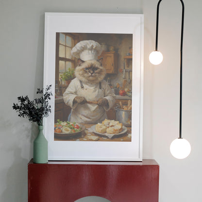 Chef's Feline Feast - Oil Painting Print