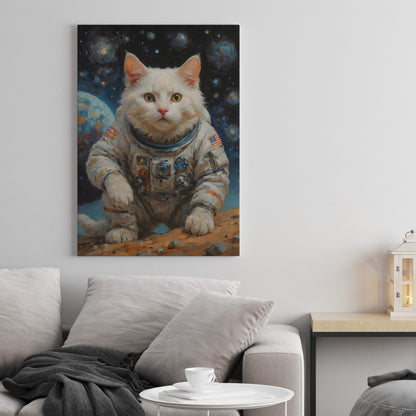 Cosmic Feline Odyssey - Oil Painting Print