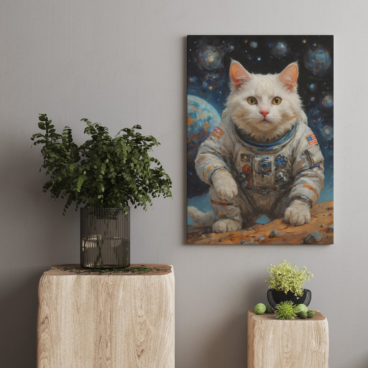 Cosmic Feline Odyssey - Oil Painting Print