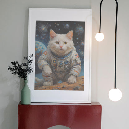 Cosmic Feline Odyssey - Oil Painting Print