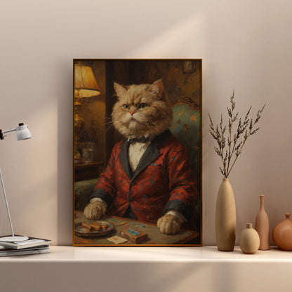 Distinguished Feline Presence - Oil Painting Print