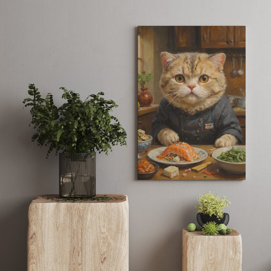 Epicurean Cat Feast - Oil Painting Print