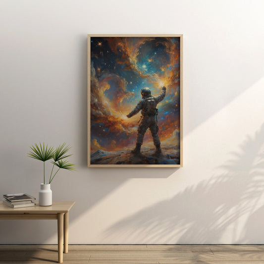 Cosmic Voyager's Embrace - Abstract Cosmic Wall Art